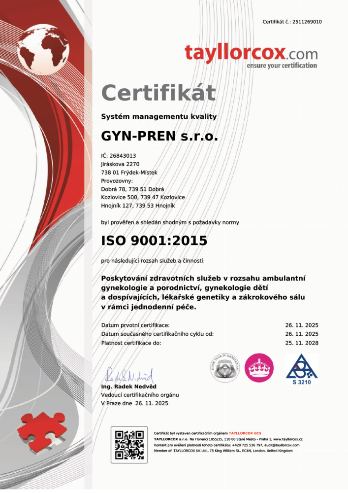 Certifikát ISO 9001:2015
